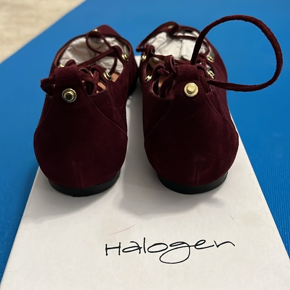Halogen Owen Pointy Toe Ghillie flats in Bordeaux Suede Size 7.5M - Picture 6 of 9